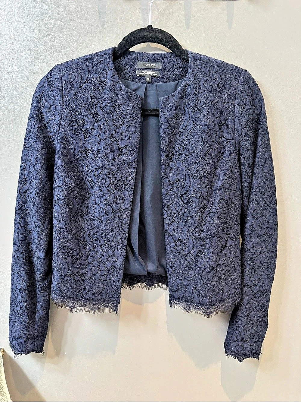 RW&CO Floral Lace Jacket in Blue Size 00